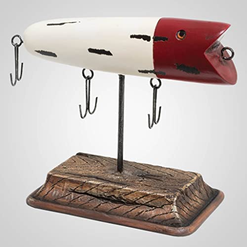 Lipco Polystone Fishing Lure on Stand Figurine, 6.5-inch Length, Tabletop Decoration