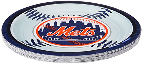 Amscan Sports & Tailgating MLB Party New York Mets Round Paper Plates (Pack of 18), Multicolor, 9"