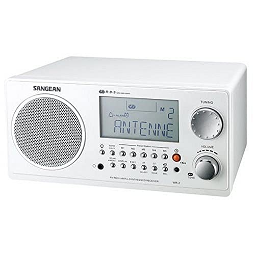 SANGEAN WR-2 AM/FM-RBDS Wooden Cabinet Digital Tuning Radio (White)