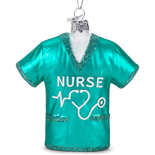 Kurt Adler NB1626 Noble Gems Nurse Scrubs Shirt Hanging Ornament, 4-inch Length,Glass