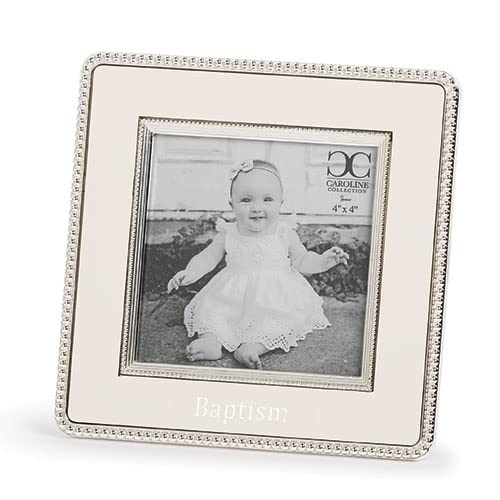 Giftware by Roman Inc., Caroline Collection, Baptism & Christening, 6"H BAPTISM FRAME SQUARE 4X4 ,Religious, Inspirational, Durable (1x6x6)