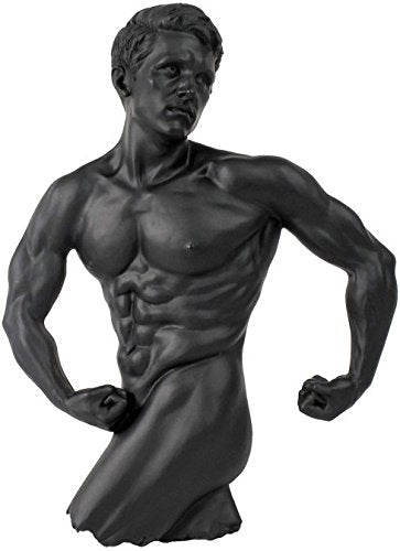 Unicorn Studio US 11 Inch Flexing Nude Male Decorative Wall Plaque, Black Color