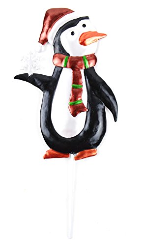 Midwest Design Touch of Nature Flat Metal Penguin with Snow Flake 3 Inch 1Pc