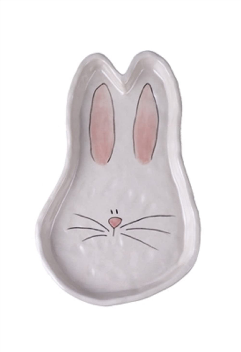 Blue Sky Ceramic Medium Bunny Nibbles Face Platter, 11.50-inch Length