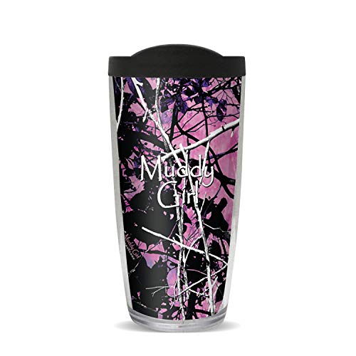 Freeheart Muddy Girl Black Pink Camo w/ Black Lid Tumbler Cup 16 Oz | Fantastic Temperature Retention, Thermal Insulated! Dishwasher and Microwave Safe | BPA Free| Great Gift Idea