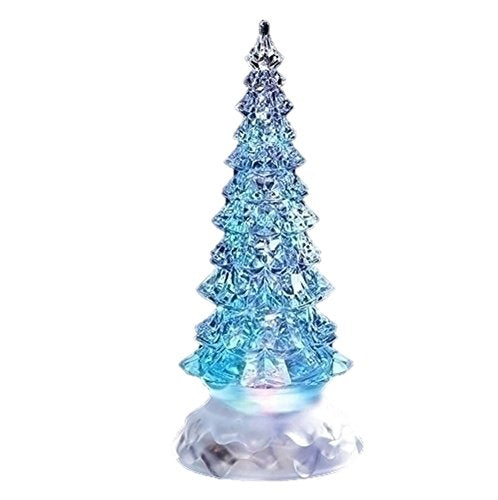 Roman Holiday Pine Tree Multicolored Light Up Glitter Confetti Swirl 8.5 Inch Acrylic Tabletop Figurine