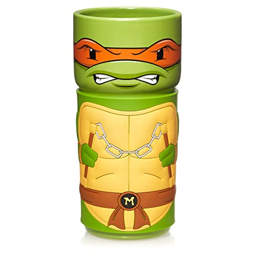 CosCups by Numskull TMNT Michelangelo Ceramic Mug Gift with Rubber Sleeve 400ml - Official Teenage Mutant Ninja Turtles Merchandise