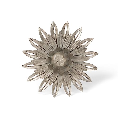 Park Hill Collection Aged Nickel Wall Sunflower, Small, 6.5-inch Diameter, Iron, For Decorative Use, Wall Decor, Home, Office, Kitchen, Living Room, Indoor