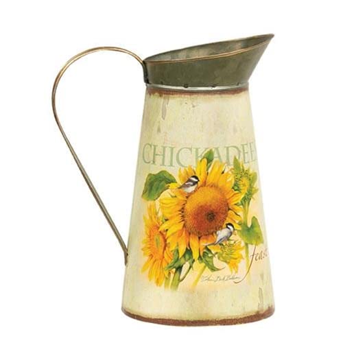 Gerson International Sunflower Design Watering Can, Metal, 9.25-inch Height