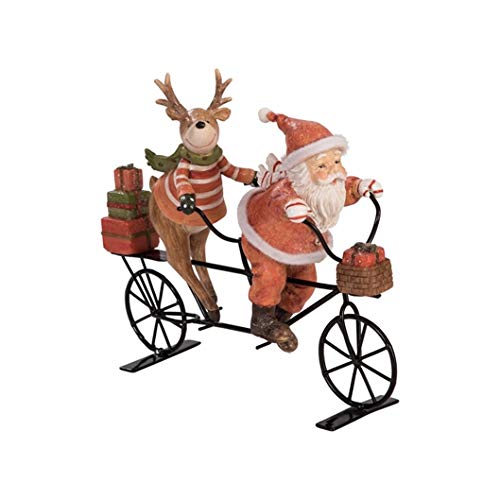 Transpac Y4981 Resin Santa and Reindeer on Bicycle