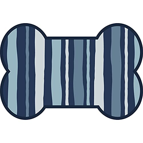 A&A Story Comfy Hour Pet MatVertical Line Pattern Dog Bone Shape 0.08-inch, Blue & White