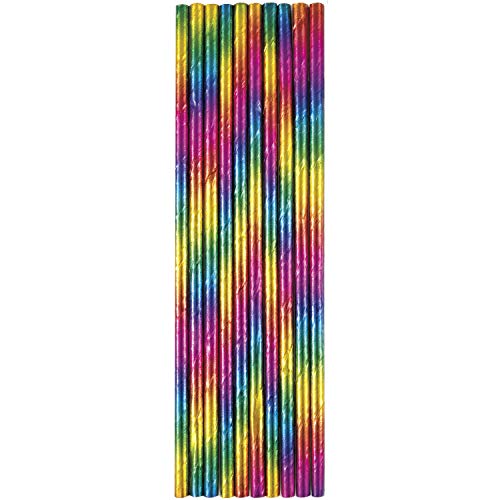 Unique Industries Rainbow Paper Straws (10 Pcs) - 1 Pack