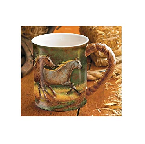 Wild Wings(WI) 8955712381 Gold Dust Horses Sculpted Mug, 16 oz