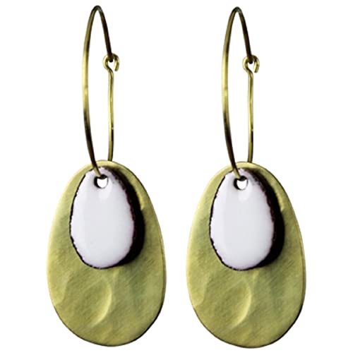 HomArt AREOhome Beldi Earring, Brass and White Enamel