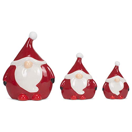 Transpac Y7830 Dolomite Santa Gnomes, Set of 3, Red and White