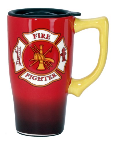 Spoontiques Firefighter Travel Mug, Red