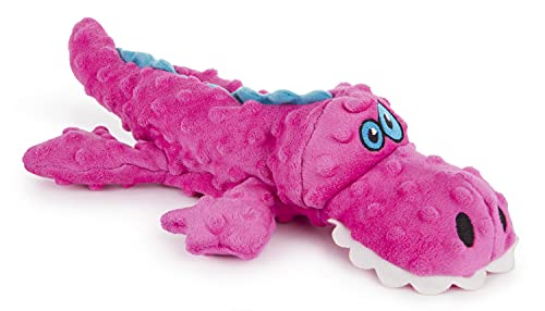 Worldwise goDog Gators With Chew Guard Technology Tough Plush Dog Toy, Pink, Large