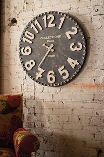 Kalalou Oversized Vintage Black and White Wall Clock