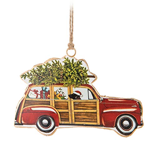 Abbott Collection  37-IMPRINT-018 Dog in Woodie Ornament, Red