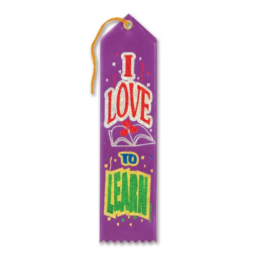 Beistle I Love To Learn Ribbon Award, Purple - 1pc