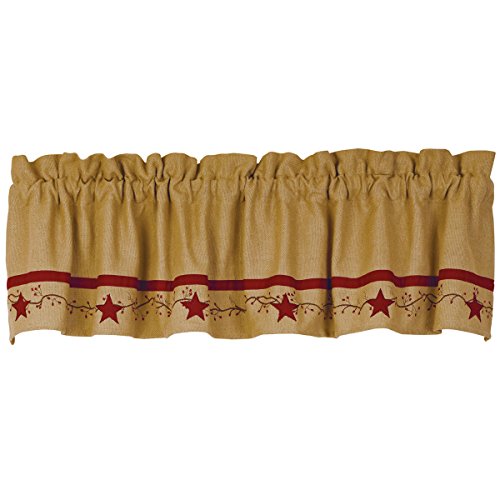 Country House Collection Primitive Star Vine Cotton Burlap Country Valance