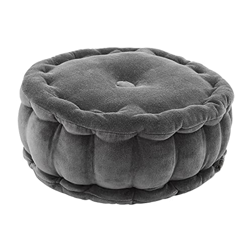 Mud Pie Cotton Round Pillow,  4" x 12" dia, Gray