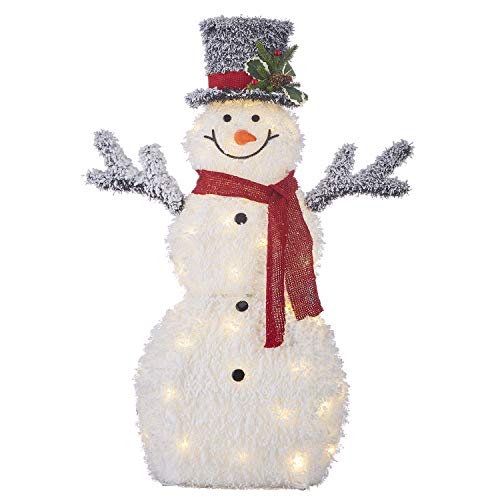 RAZ Imports Mister Snowman 40" Flocked Tinsel Lighted Snowman