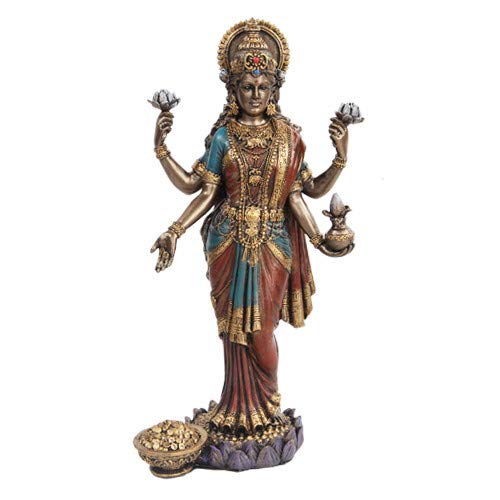 Pacific Trading Giftware PTC 10 Inch Lakshmi Mythological Indian Hindu Goddess Statue Figurine