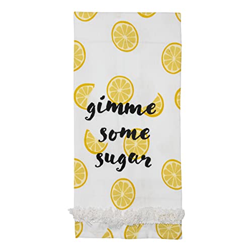 Foreside Home and Garden Gimme Some Sugar Yellow Cotton Tea Towel