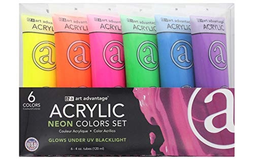 PA Distribution Art Advantage Paint Set Acrylic 4oz Neon 6 Color
