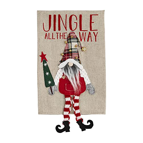 Mud Pie Christmas Dangle Gnome Tea Towel, Jingle, 21" x 14", Cotton