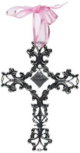 Cathedral Art FC303 Bless This Child Pink Ribbon Baby Cross, 5-Inch High