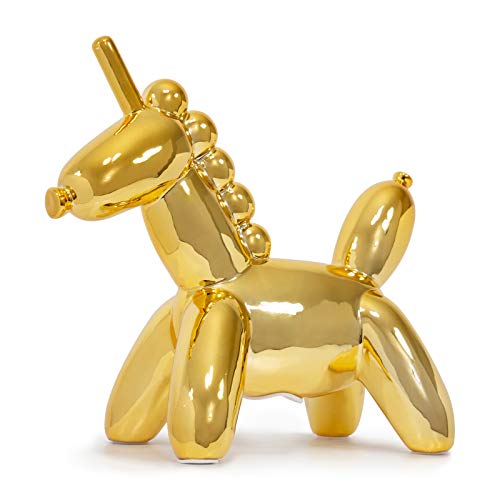 Made By Humans Balloon Money Bank - Large Unicorn - Cool Unicorn Piggy Bank Gift for Kids and Adults (Gold)