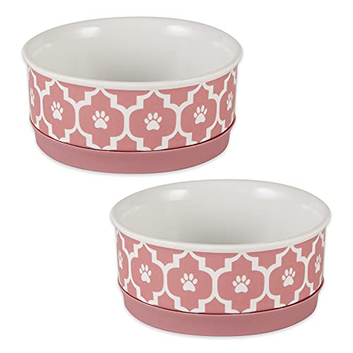 DII Design Bone Dry Lattice Collection Pet Bowl & Canister, Small Set, 4.25x2 inches, Rose, 2 Piece