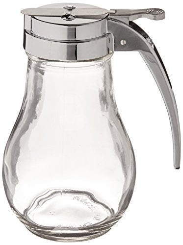 Tablecraft H414 Syrup Dispenser with Chrome Plated Metal Top, 14 oz, Clear