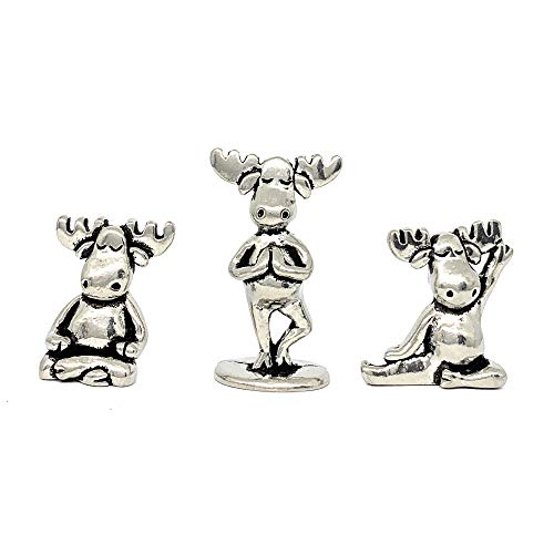 Basic Spirit Yoga Moose Poses Pewter Miniature Figurines Statues Gifts Namaste Zen