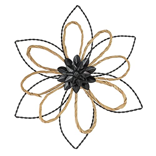 Foreside Home & Garden Black Flower Metal & Reed Wall Art