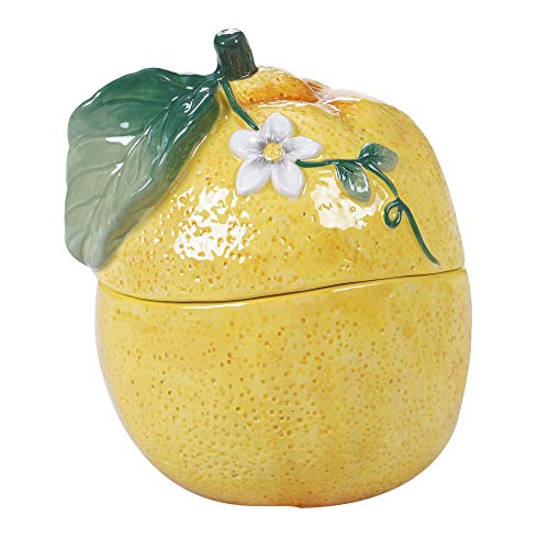 Certified International 23134 Citron 3-D Lemon 18 oz. Covered Bowl, 5.5" x 5" x 6", Multicolored