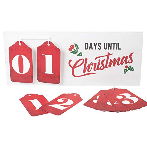 Ganz Days Until Christmas Numbers Red 23 x 10 MDF Christmas Countdown Advent Calendar