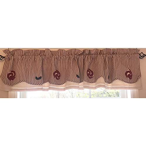 Home Collection by Raghu Peppermints Red-White Ticking Fairfield Valance, Multi- Color