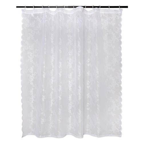 DII Design Lace Shower Curtain, 72x72, Flower Blossom White