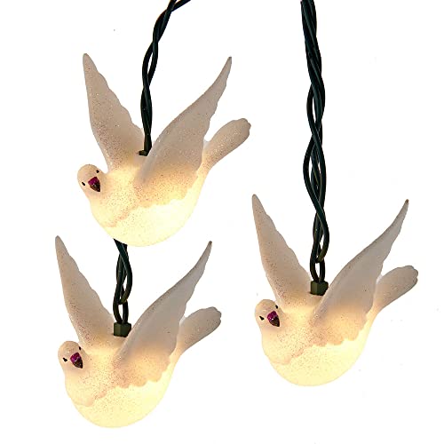 Kurt Adler Adler UL 10 Glitter Dove Light Set, 144-Inches, White