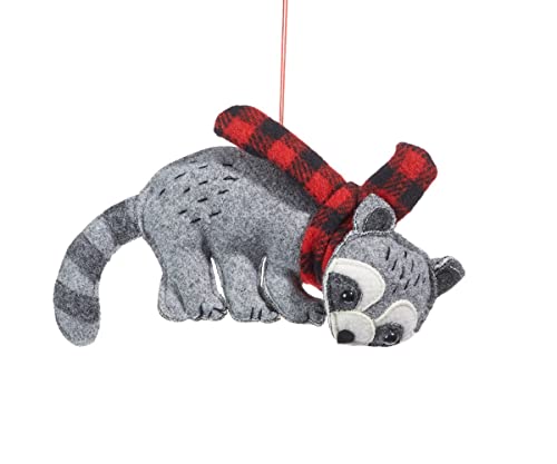 Giftcraft 684083 Christmas Racoon Ornament, 6.25-inch Width, Polyester