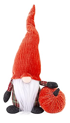 Boston International Decorative Autumn Fabric Gnome Figurine, 14-Inches, Corduroy Cole
