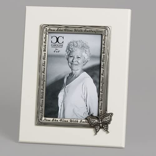 Roman Caroline Collection Memorial Tabletop Frame, Holds 4 x 6 inches Photo (Butterfly, 9.25-inch Height)