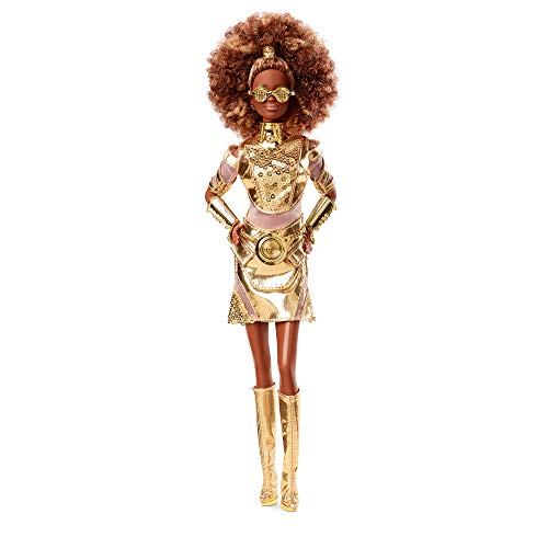 Mattel Barbie Collector Star Wars C-3PO x Barbie Doll (~12-inch) in Gold Fashion and Accessories, with Doll Stand and Certificate of Authenticity