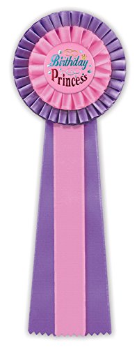 Beistle Deluxe Rosette Award Ribbon Princess Theme Birthday Party Supplies, 4.5" x 13.5", Multicolored