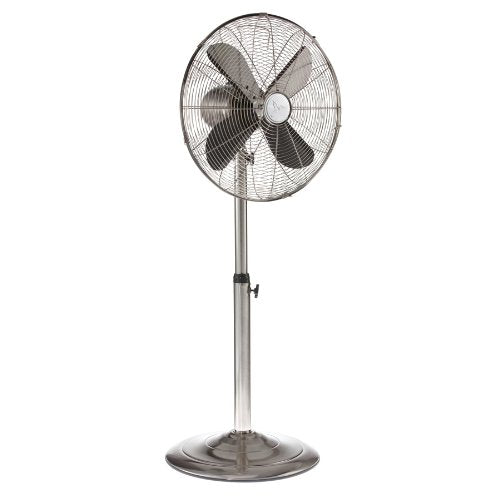 DecoBREEZE Pedestal Fan Adjustable Height 3 Speed Oscillating Fan, 16 In, Brushed Stainless