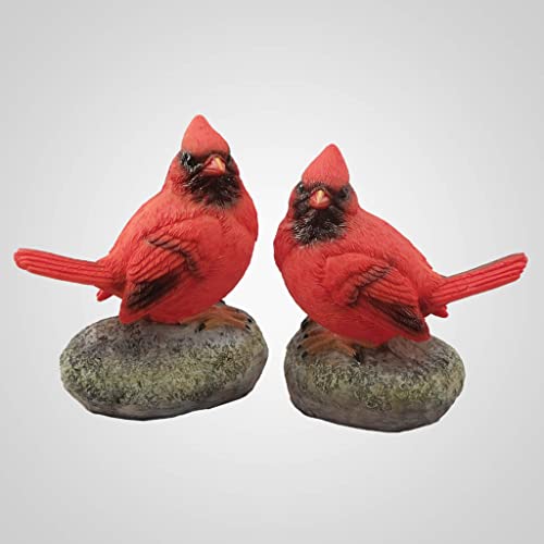 Lipco Cardinal On Rock Figurine, 6-inch Height, Red, Poly Stone, Set of 2