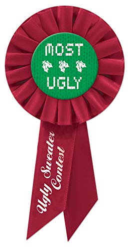 Beistle Ugly Sweater Rosette, (1 Count), 3.25 Inches by 6.5 Inches